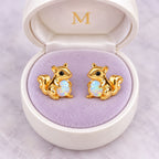 Paire de boucles d'oreilles Écureuil Opale dans son coffret cadeau