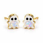 Boucles d'oreilles Fantôme Opale dorées, la paire sur fond blanc