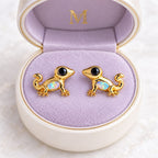 Paire de boucles d'oreilles Gecko Opale dans son coffret cadeau
