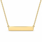 Collier Barre Personnalisé doré, pendentif et chaîne sur fond blanc
